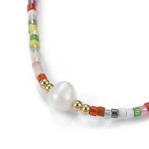 Handcrafted Real Freshwater Pearl Multicolor Japanese Glass Beads Bracelet